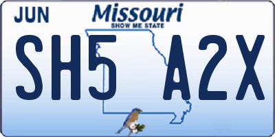 MO license plate SH5A2X