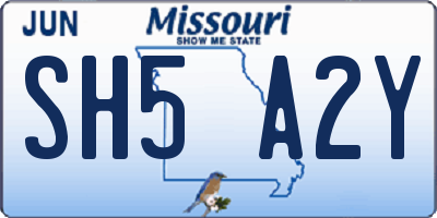 MO license plate SH5A2Y