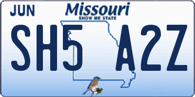 MO license plate SH5A2Z