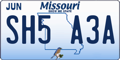 MO license plate SH5A3A