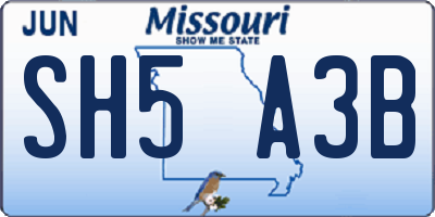 MO license plate SH5A3B