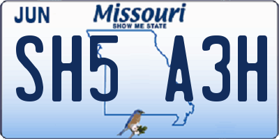 MO license plate SH5A3H