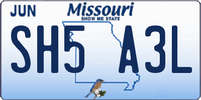 MO license plate SH5A3L