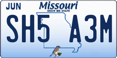 MO license plate SH5A3M