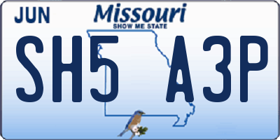 MO license plate SH5A3P