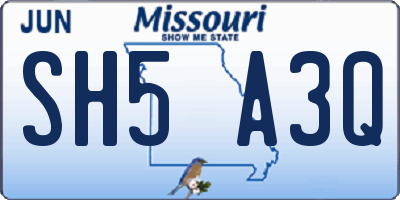 MO license plate SH5A3Q