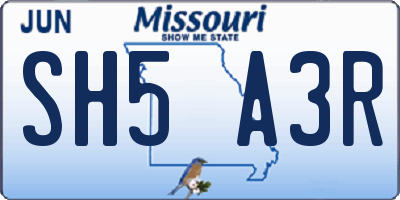MO license plate SH5A3R
