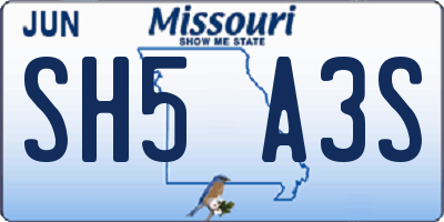 MO license plate SH5A3S