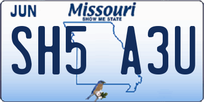 MO license plate SH5A3U