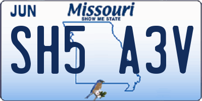 MO license plate SH5A3V