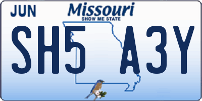 MO license plate SH5A3Y