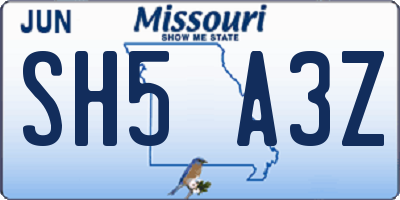MO license plate SH5A3Z