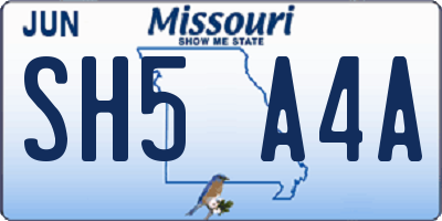 MO license plate SH5A4A
