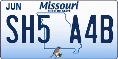 MO license plate SH5A4B