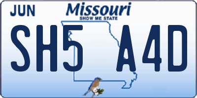 MO license plate SH5A4D
