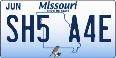 MO license plate SH5A4E