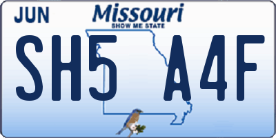 MO license plate SH5A4F