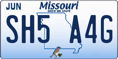 MO license plate SH5A4G