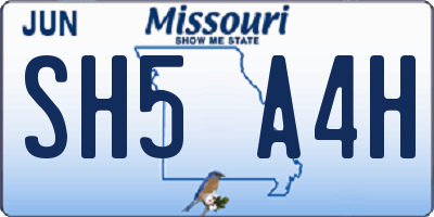 MO license plate SH5A4H