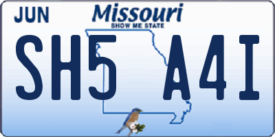 MO license plate SH5A4I