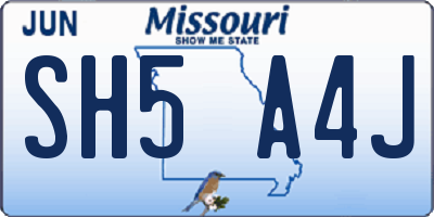 MO license plate SH5A4J