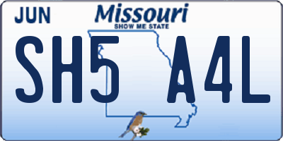 MO license plate SH5A4L