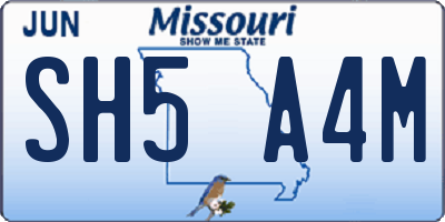 MO license plate SH5A4M
