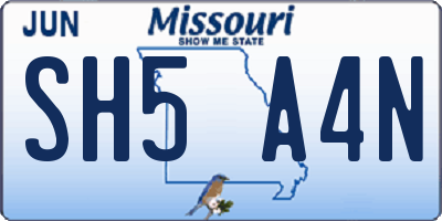 MO license plate SH5A4N