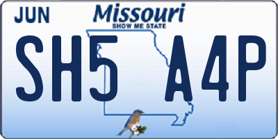 MO license plate SH5A4P