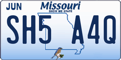 MO license plate SH5A4Q