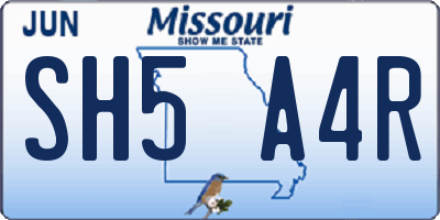 MO license plate SH5A4R