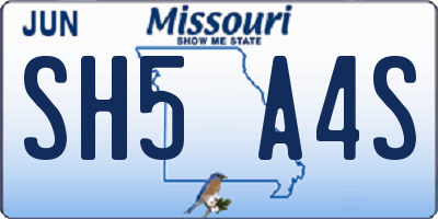 MO license plate SH5A4S