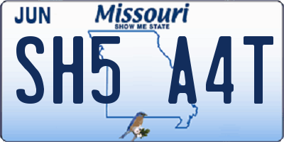 MO license plate SH5A4T