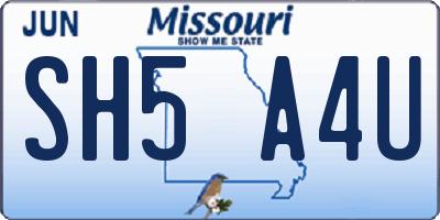 MO license plate SH5A4U