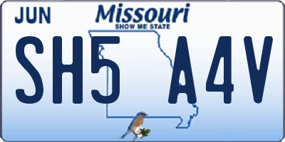 MO license plate SH5A4V