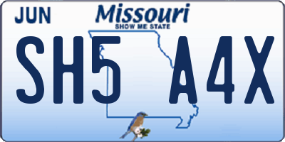 MO license plate SH5A4X