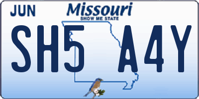 MO license plate SH5A4Y