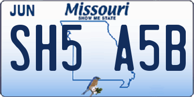 MO license plate SH5A5B