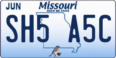MO license plate SH5A5C