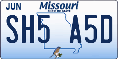 MO license plate SH5A5D