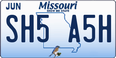 MO license plate SH5A5H