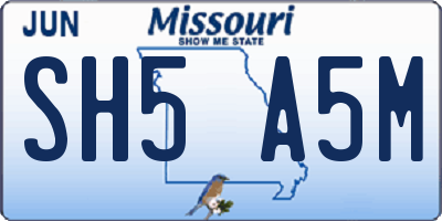 MO license plate SH5A5M