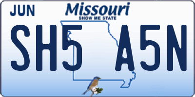 MO license plate SH5A5N