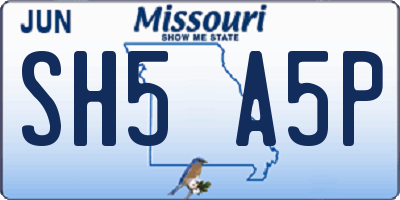 MO license plate SH5A5P