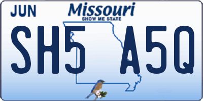MO license plate SH5A5Q
