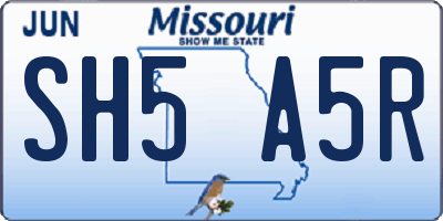 MO license plate SH5A5R