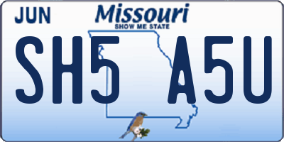 MO license plate SH5A5U