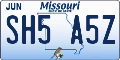 MO license plate SH5A5Z