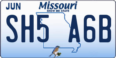 MO license plate SH5A6B