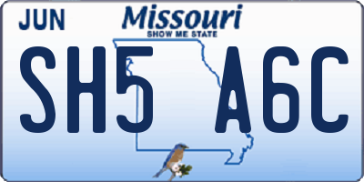 MO license plate SH5A6C